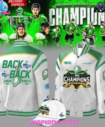 London Knights Ohl Back-To-Back Champions 2024 - 2025 White Bomber Jacket