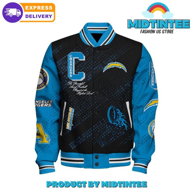 Los Angeles Chargers 2024 Nfl Pattern Baseball Jacket - Image 2