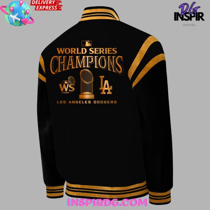 Los Angeles Dodgers World Series Champions 2024 Black Baseball Jacket - Image 3