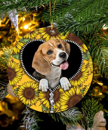 Lovely Sunflower Zipper Ceramic Circle Ornament Perfect Gift For Christmas Holiday
