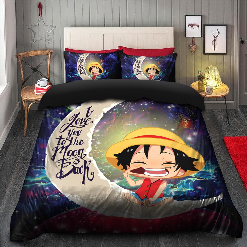Luffy One Piece Love You To The Moon Galaxy Bedding Set Duvet Cover And 2 Pillowcases - Image 2