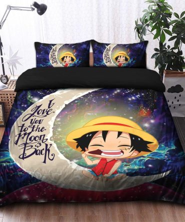 Luffy One Piece Love You To The Moon Galaxy Bedding Set Duvet Cover And 2 Pillowcases