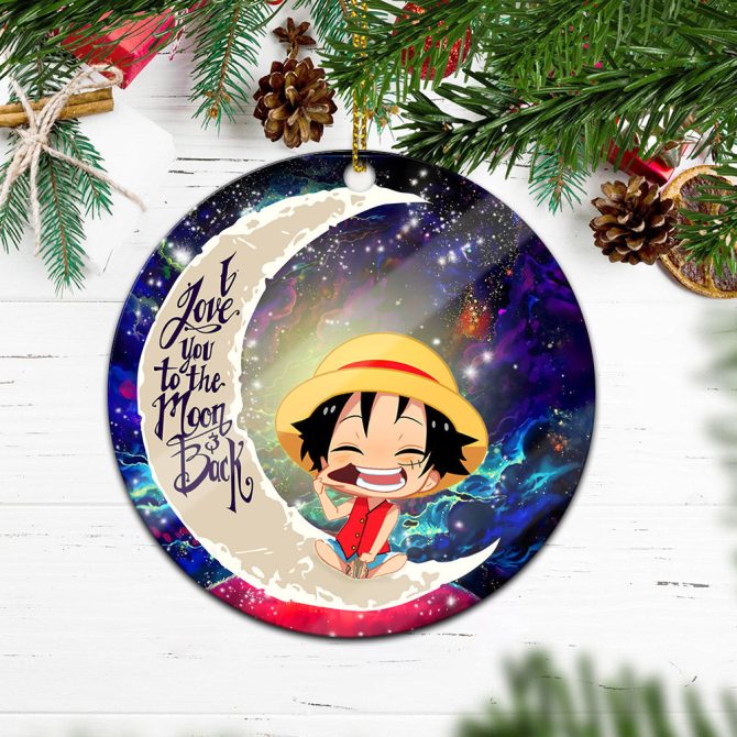 Luffy One Piece Love You To The Moon Galaxy Ceramic Circle Ornament Perfect Gift For Christmas Holiday - Image 2