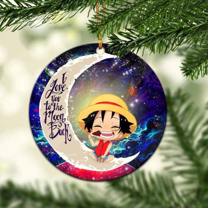 Luffy One Piece Love You To The Moon Galaxy Ceramic Circle Ornament Perfect Gift For Christmas Holiday