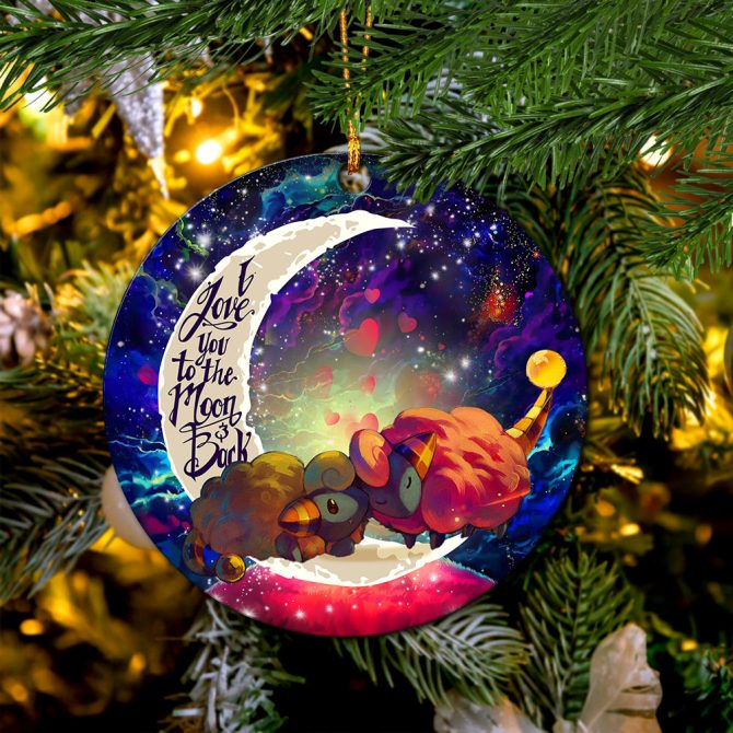Mareep Pokemon Love You To The Moon Galaxy Ceramic Circle Ornament Perfect Gift For Christmas Holiday - Image 2
