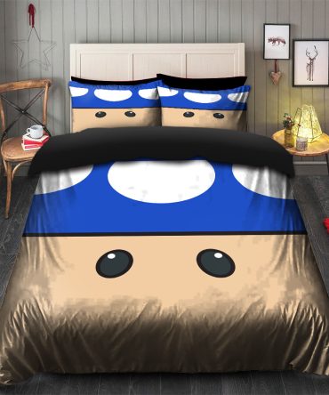 Mario Mushroom Bedding Set Duvet Cover And 2 Pillowcases