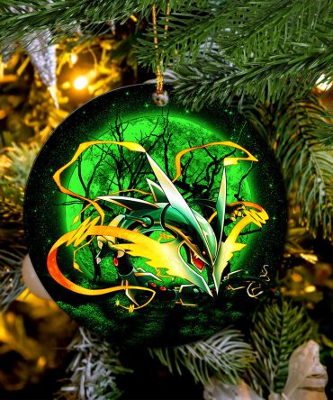 Mega X Rayquaza Moonlight Ceramic Circle Ornament Perfect Gift For Christmas Holiday
