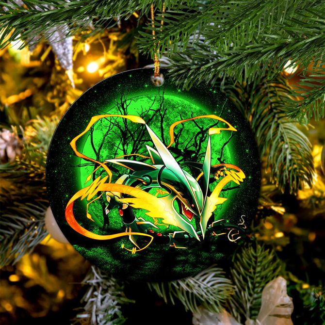 Mega X Rayquaza Moonlight Ceramic Circle Ornament Perfect Gift For Christmas Holiday