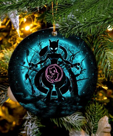Mewtwo Moonlight Ceramic Circle Ornament Perfect Gift For Christmas Holiday