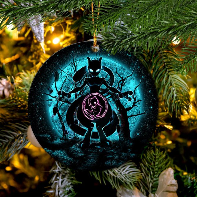 Mewtwo Moonlight Ceramic Circle Ornament Perfect Gift For Christmas Holiday