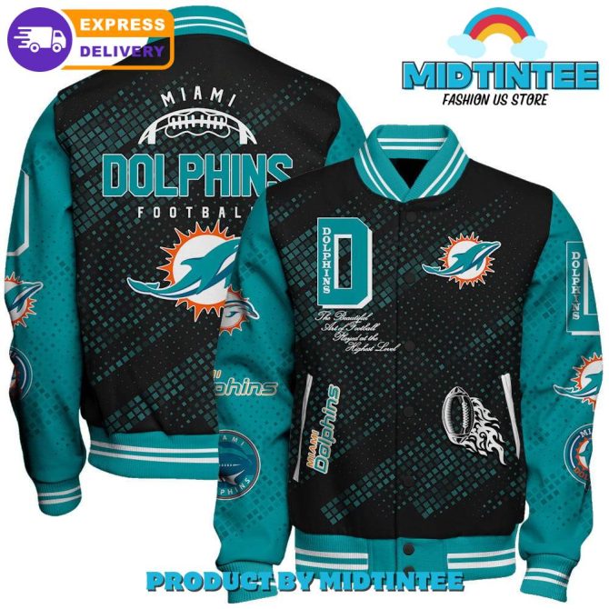 Miami Dolphins 2024 Nfl Pattern Baseball Jacket