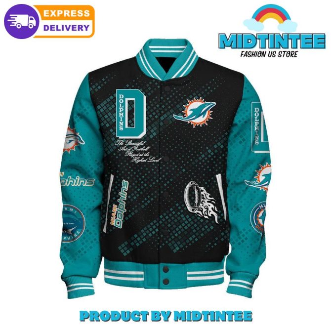 Miami Dolphins 2024 Nfl Pattern Baseball Jacket - Image 2