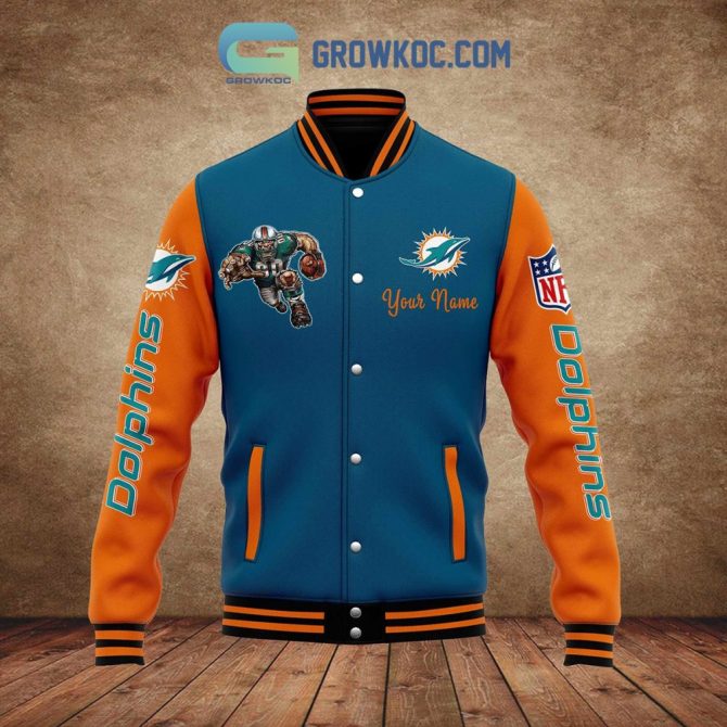 Custom Miami Dolphins Varsity Jacket - Personalized Name, Perfect Gift For Fans! - Image 2