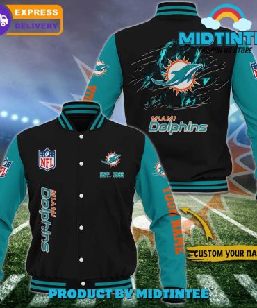 Custom Miami Dolphins Varsity Jacket - Personalized Nfl Fan Gear, Fast Delivery