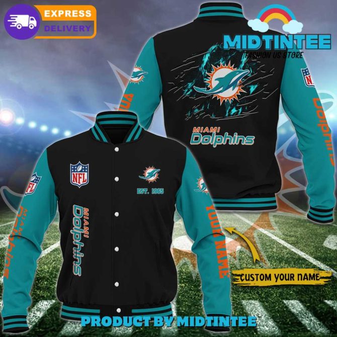 Custom Miami Dolphins Varsity Jacket - Personalized Nfl Fan Gear, Fast Delivery