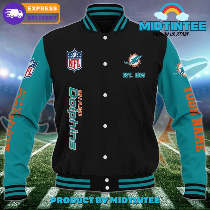 Custom Miami Dolphins Varsity Jacket - Personalized Nfl Fan Gear, Fast Delivery - Image 2