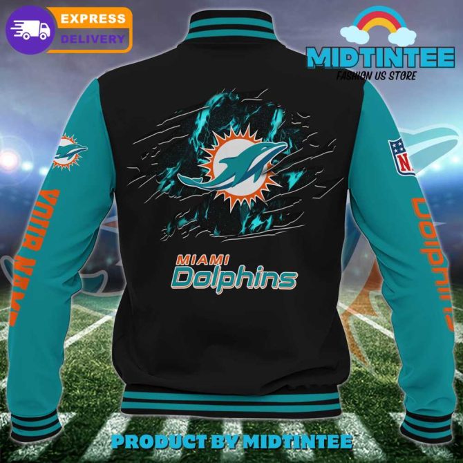 Custom Miami Dolphins Varsity Jacket - Personalized Nfl Fan Gear, Fast Delivery - Image 3