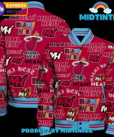 Miami Heat Fans: Bold All-Over Print Varsity Jacket – Express Delivery Available!