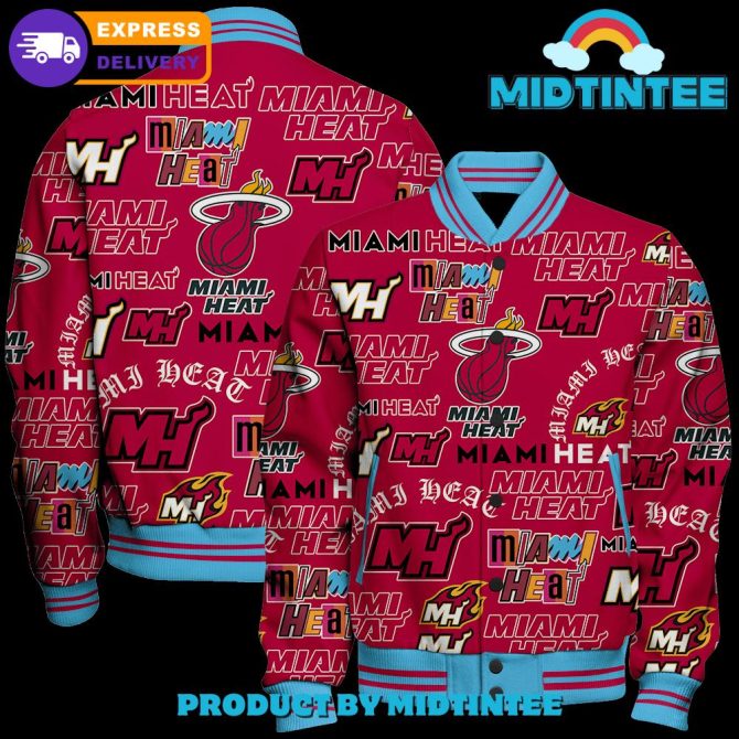 Miami Heat Fans: Bold All-Over Print Varsity Jacket – Express Delivery Available!
