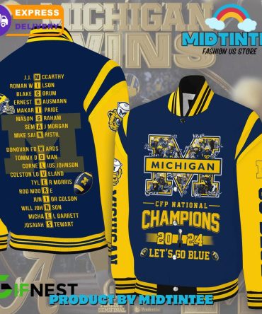 Michigan Champs Varsity Jacket 2024 – Bold Blue & Yellow, Limited Edition, Fast Delivery!