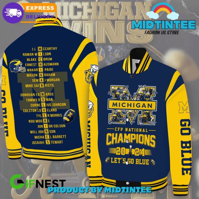 Michigan Champs Varsity Jacket 2024 – Bold Blue & Yellow, Limited Edition, Fast Delivery!