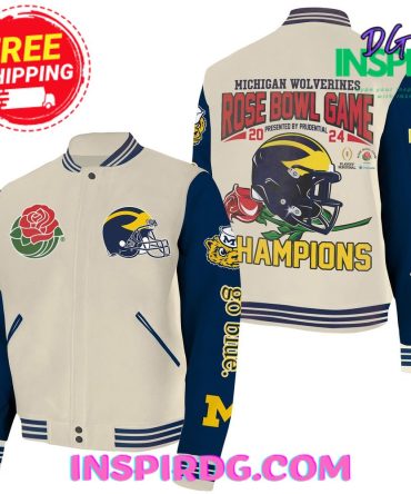 Michigan Wolverines Go Blue Rose Bowl Game Baseball Jacket