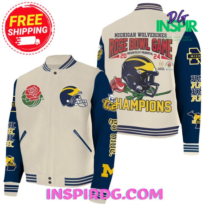 Michigan Wolverines Go Blue Rose Bowl Game Baseball Jacket