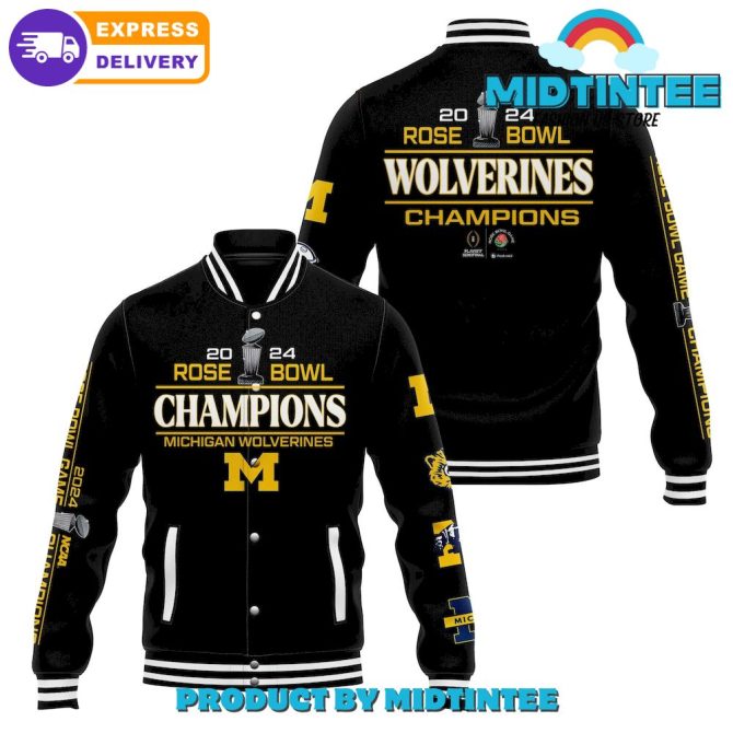 2024 Rose Bowl Champions Michigan Wolverines Varsity Jacket – Fast Shipping!