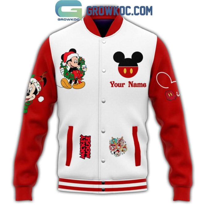Custom Mickeymas Varsity Jacket – Personalized Disney Holiday Design - Image 2