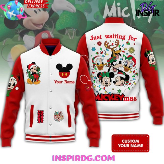 Mickey Mouse Merry Christmas Custom Baseball Jacket Stylish Design