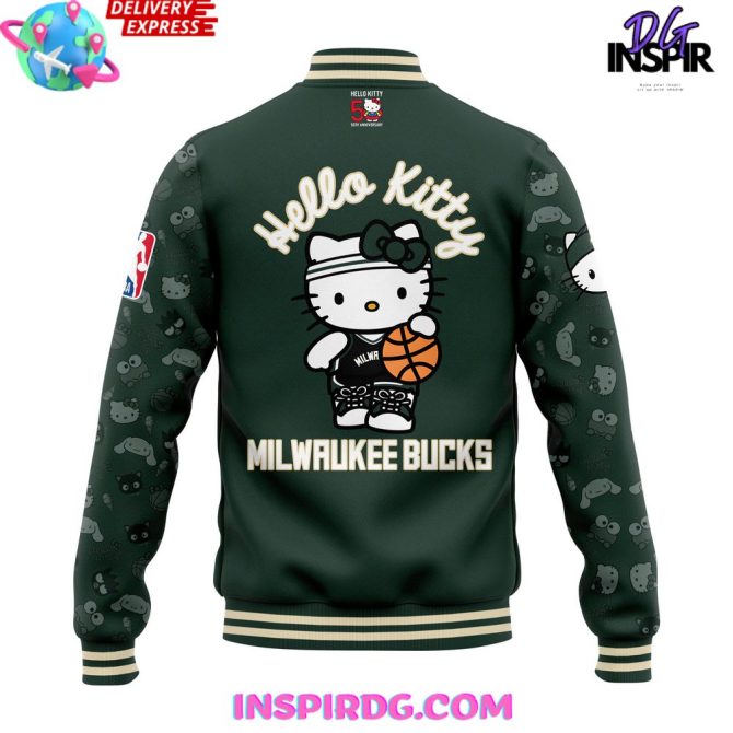 Milwaukee Bucks X Hello Kitty Night Limited Varsity Jacket - Image 3