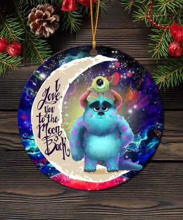 Monster Inc Sully And Mike Love You To The Moon Galaxy Ceramic Circle Ornament Perfect Gift For Christmas Holiday