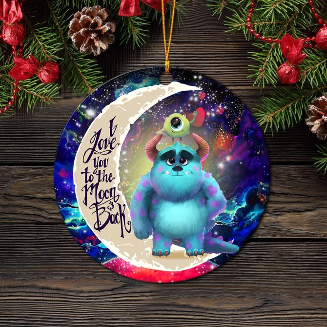 Monster Inc Sully And Mike Love You To The Moon Galaxy Ceramic Circle Ornament Perfect Gift For Christmas Holiday