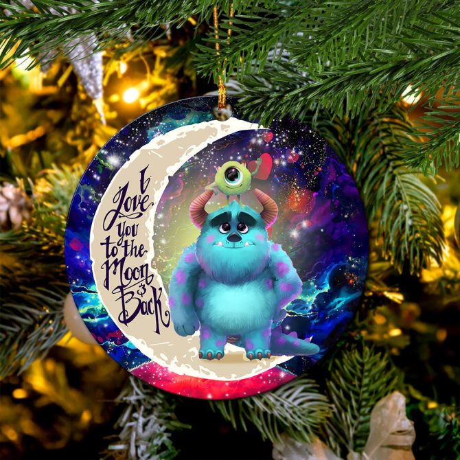 Monster Inc Sully And Mike Love You To The Moon Galaxy Ceramic Circle Ornament Perfect Gift For Christmas Holiday - Image 2