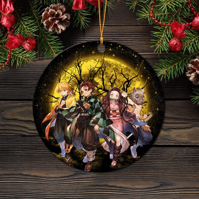 Moon Demon Slayer Background Moonlight Ceramic Circle Ornament Perfect Gift For Christmas Holiday - Image 2