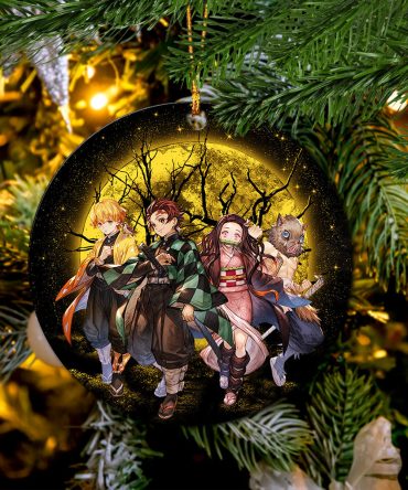 Moon Demon Slayer Background Moonlight Ceramic Circle Ornament Perfect Gift For Christmas Holiday