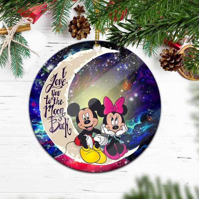 Mouse Couple Love You To The Moon Galaxy Ceramic Circle Ornament Perfect Gift For Christmas Holiday - Image 2