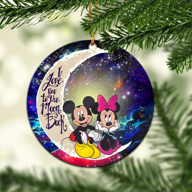 Mouse Couple Love You To The Moon Galaxy Ceramic Circle Ornament Perfect Gift For Christmas Holiday