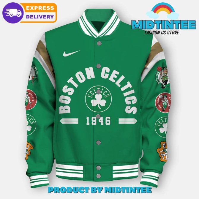 Boston Celtics Green Varsity Jacket - Official Team Logo, Fast Shipping! - Image 2