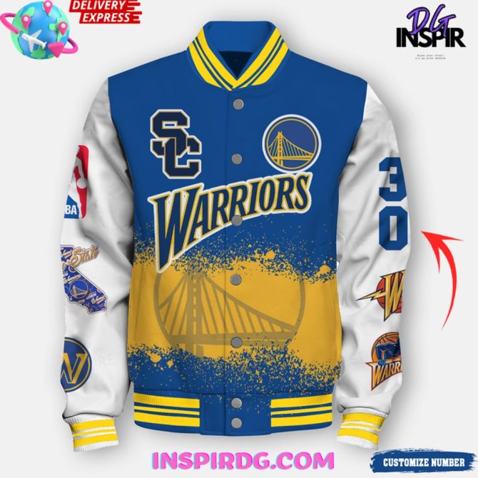 Nba Stephen Curry Night Golden State Warriors Varsity Jacket - Image 2