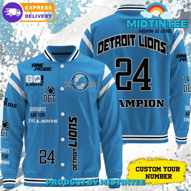 Custom Detroit Lions Jacket - Champion 2024 Design, Personalized Number, Fast Shipping