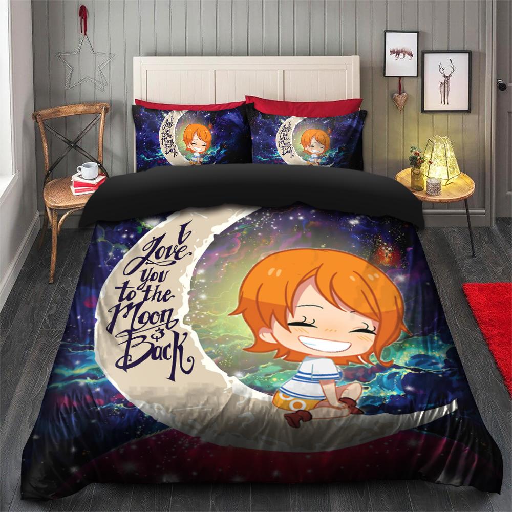 Nami One Piece Love You To The Moon Galaxy Bedding Set Duvet Cover And 2 Pillowcases - Image 2
