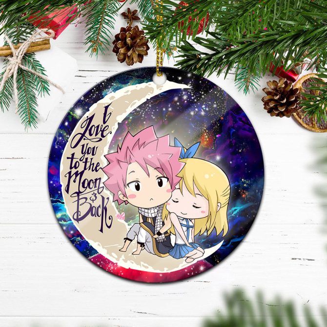 Natsu Fairy Tail Anime Love You To The Moon Galaxy Ceramic Circle Ornament Perfect Gift For Christmas Holiday - Image 2