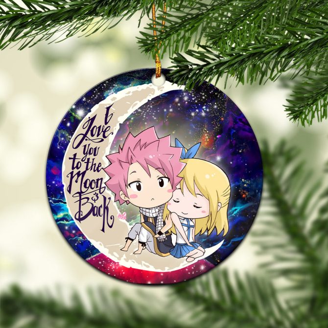 Natsu Fairy Tail Anime Love You To The Moon Galaxy Ceramic Circle Ornament Perfect Gift For Christmas Holiday