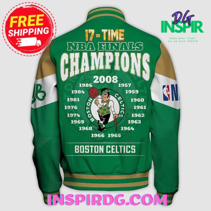 Boston Celtics Champions Print Varsity Jacket - Image 2