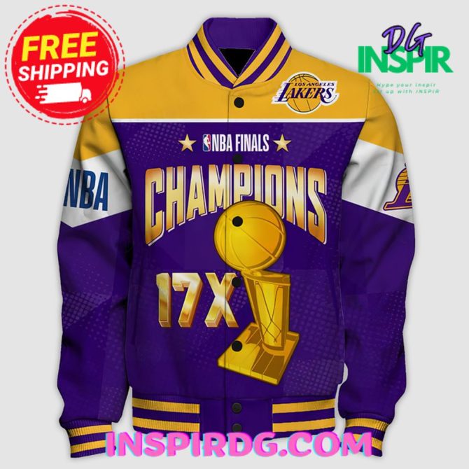 Los Angeles Lakers Champions Print Varsity Jacket - Image 2