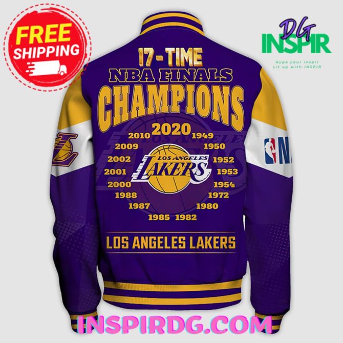 Los Angeles Lakers Champions Print Varsity Jacket - Image 3