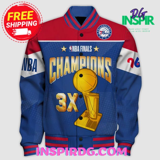 Nba Philadelphia 76Ers Champions Print Varsity Jacket