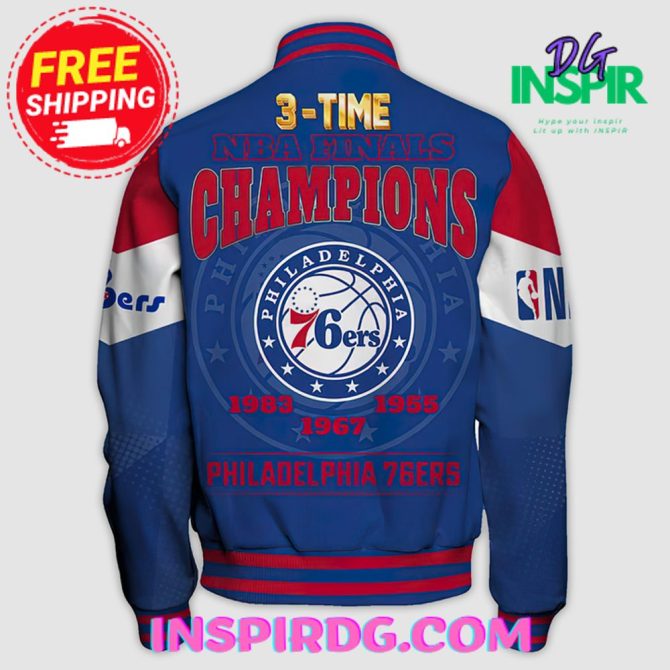 Nba Philadelphia 76Ers Champions Print Varsity Jacket - Image 2