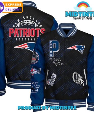 New England Patriots 2024 Nfl Pattern Baseball Jacket